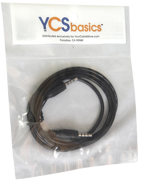 YCS Basics 3 Foot 3.5mm Male To Male 4 Conductor Cable