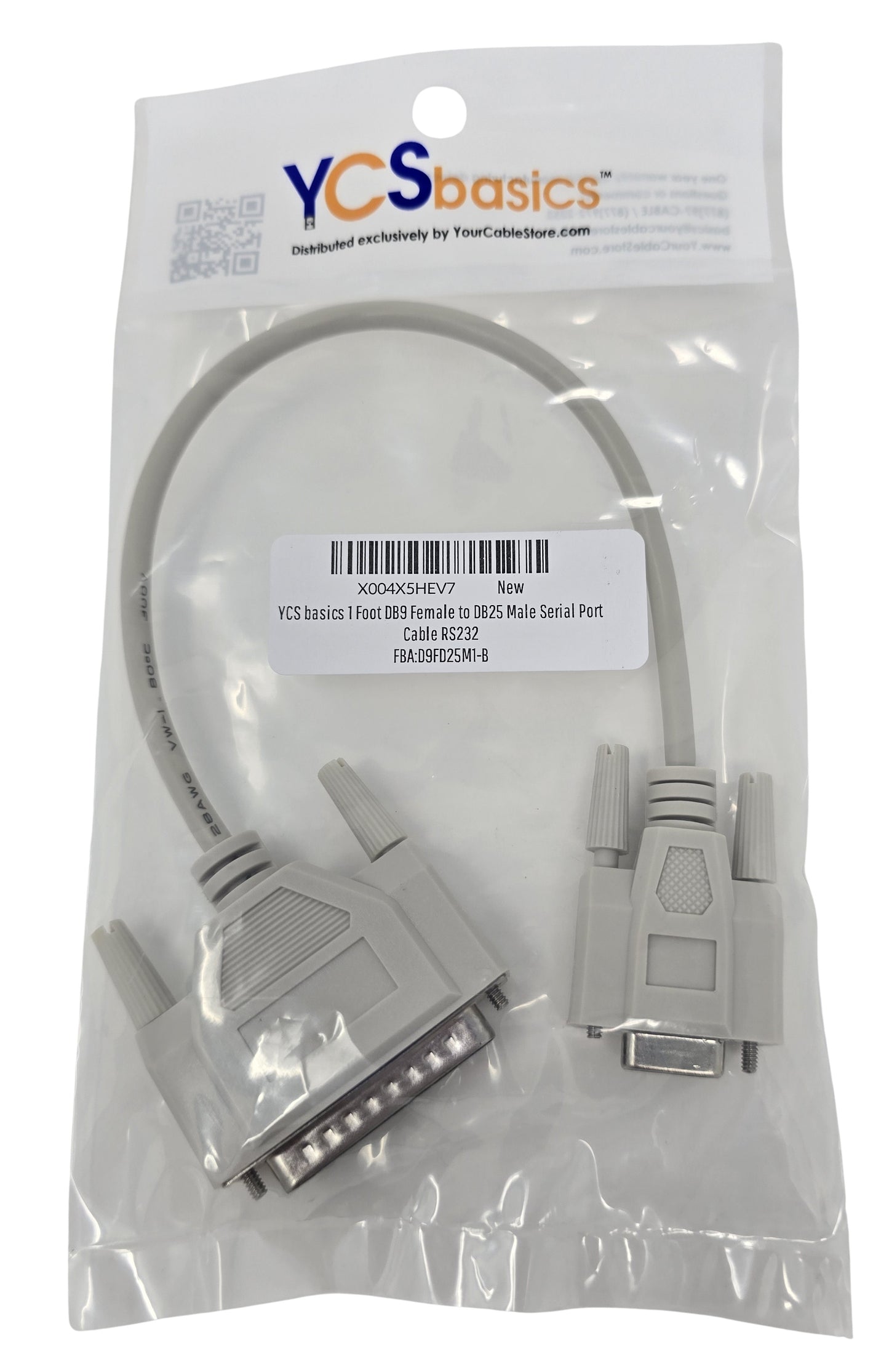 YCS Basics 1 Foot DB9 Female To DB25 Male Serial Port Cable RS232