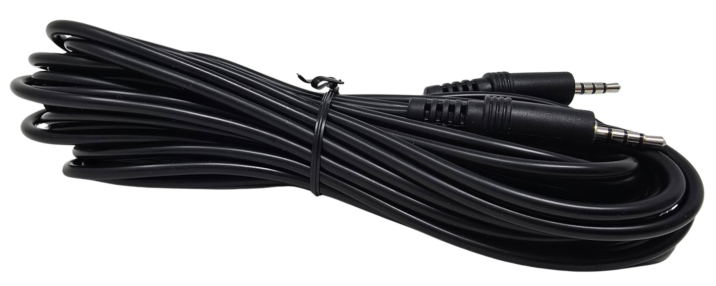 YCS Basics 25 Foot 3.5mm Male To Male 4 Conductor TRRS Aux Cable