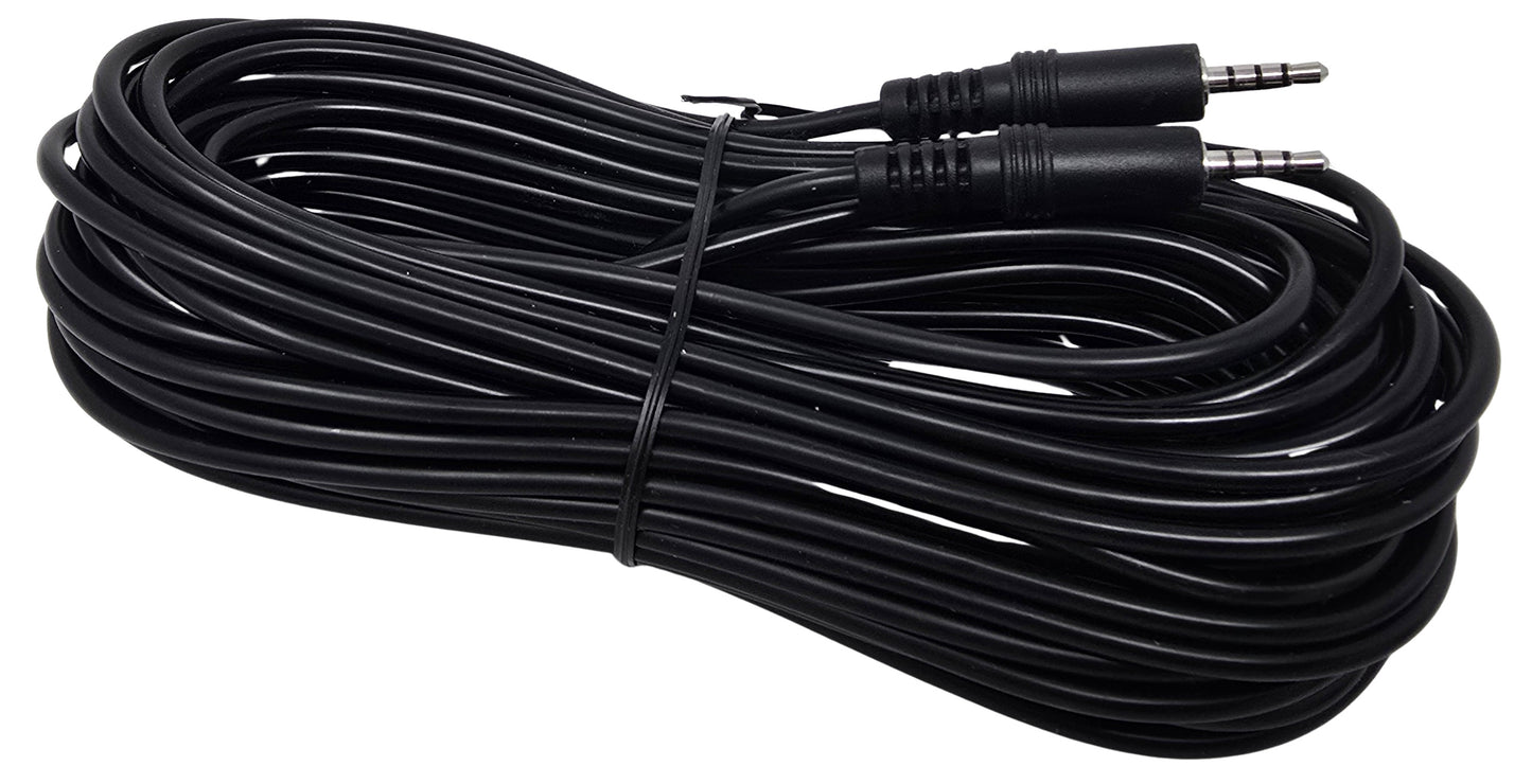 YCS Basics 50 Foot 3.5mm Male To Male 4 Conductor TRRS Aux Cable